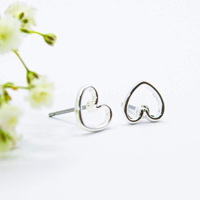 ΣΚΟΥΛΑΡΙΚΙΑ EAR SENSE SILVER OPEN HEART STUDS ES 14