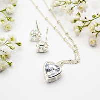 ΣΕΤ ΣΚΟΥΛΑΡΙΚΙΑ/ΚΡΕΜΑΣΤΟ SILVER CLEAR HEART - EAR SENSE NECK 468C