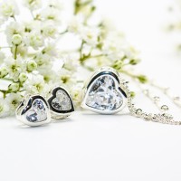 ΣΕΤ ΣΚΟΥΛΑΡΙΚΙΑ/ΚΡΕΜΑΣΤΟ SILVER CLEAR HEART - EAR SENSE NECK 468C