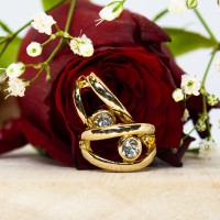 ΣΚΟΥΛΑΡΙΚΙΑ EAR SENSE GOLD HOOP OPEN DESIGN w/CRYSTAL ES 87