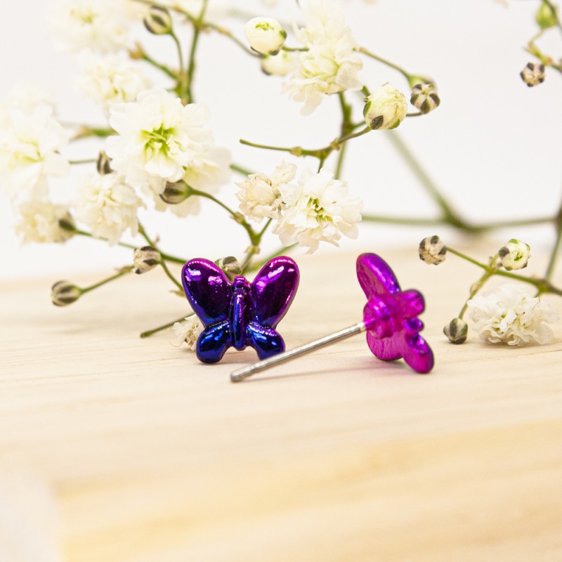 ΣΚΟΥΛΑΡΙΚΙΑ EAR SENSE SILVER BUTTERFLY PURPLE/BLUE COLS ES 78