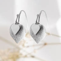 ΣΚΟΥΛΑΡΙΚΙΑ EAR SENSE SILVER DOUBLE HEART DROP EARRINGS ES 91