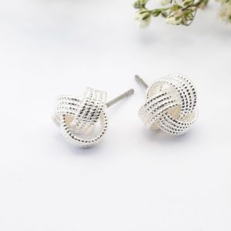 ΣΚΟΥΛΑΡΙΚΙΑ  EAR SENSE TEXTURED SILVER LOVE KNOT STUD ES 82