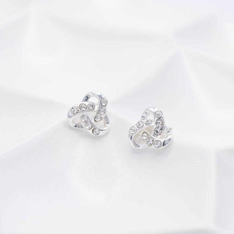 ΣΚΟΥΛΑΡΙΚΙΑ EAR SENSE SILVER TRIPLE LOOPED CRYSTAL STUDS ES 37