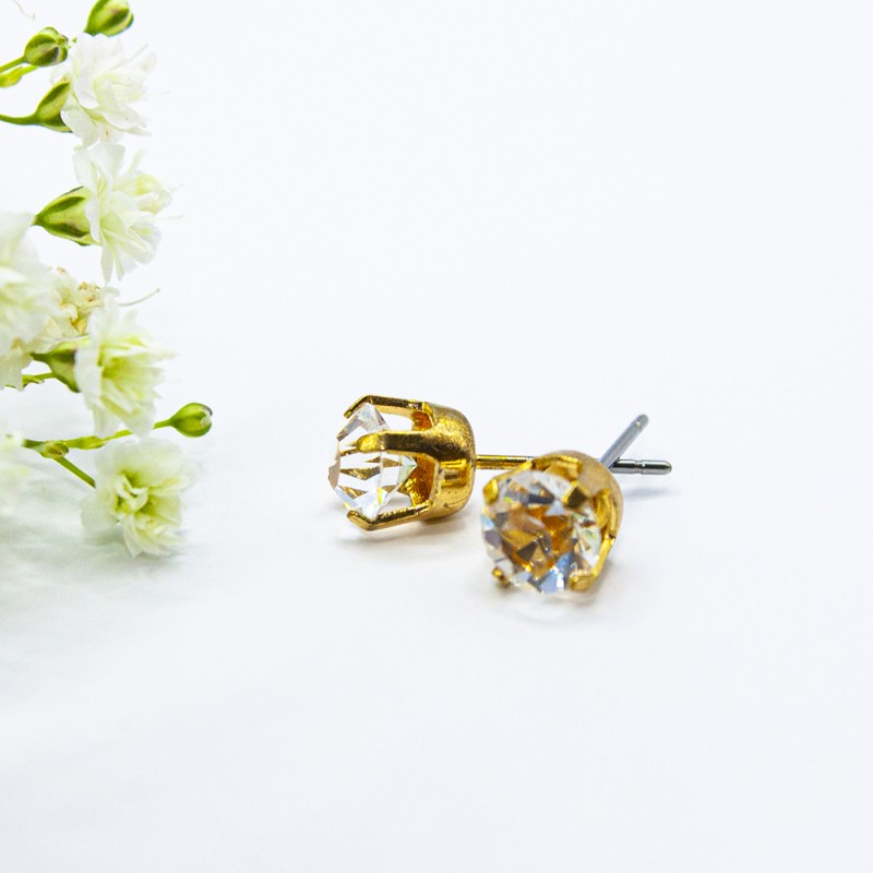 ΣΚΟΥΛΑΡΙΚΙΑ EAR SENSE GOLD CRYSTAL STUD 6mm ES 23