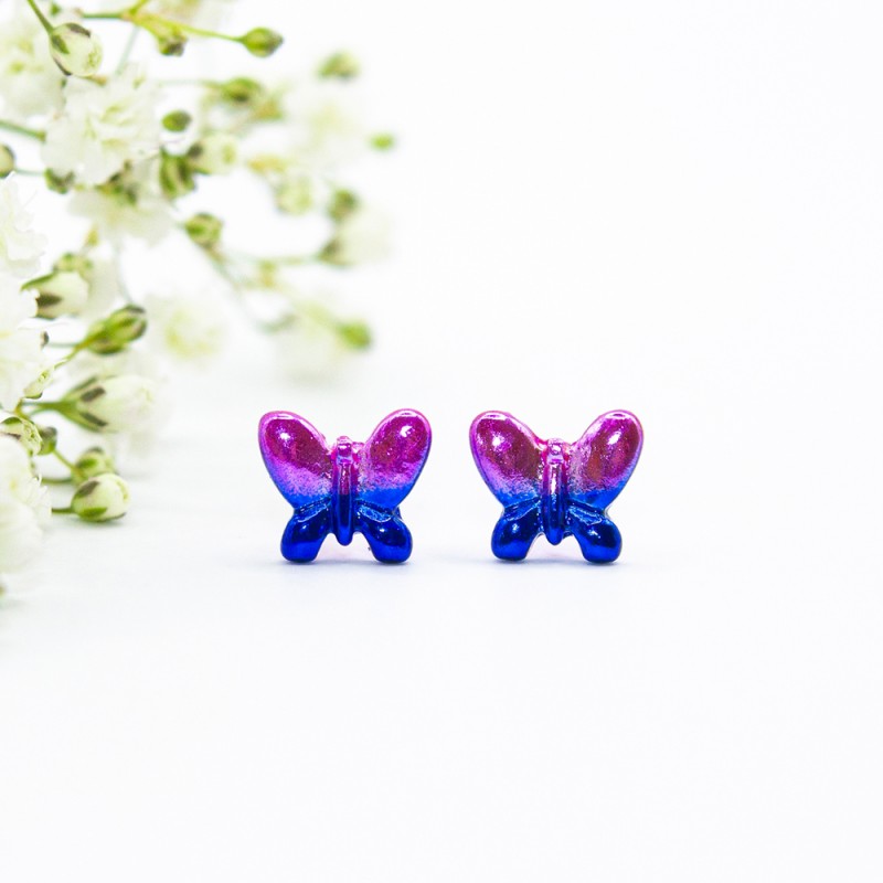 ΣΚΟΥΛΑΡΙΚΙΑ EAR SENSE SILVER BUTTERFLY PURPLE/BLUE COLS ES 78