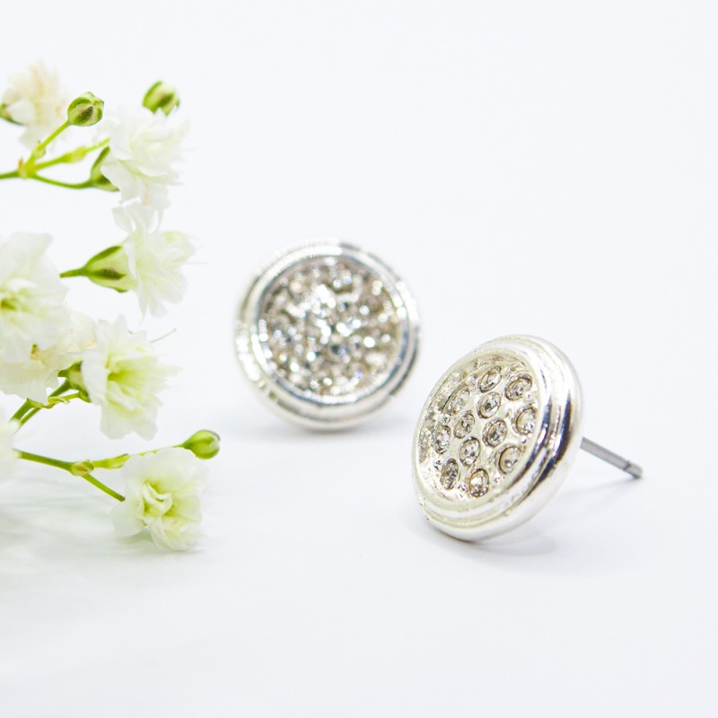 ΣΚΟΥΛΑΡΙΚΙΑ EAR SENSE CZ 217 (SILVER ROUND BUTTON w CRYSTALS)