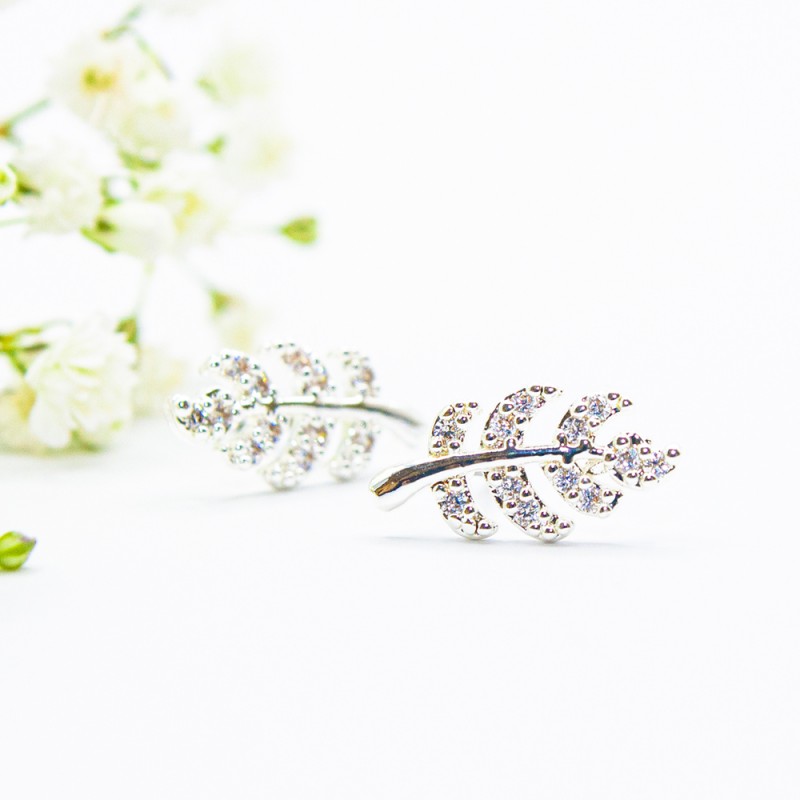 ΣΚΟΥΛΑΡΙΚΙΑ EAR SENSE CZ 226B (SILVER CZ TINY LEAF POST EARRING)