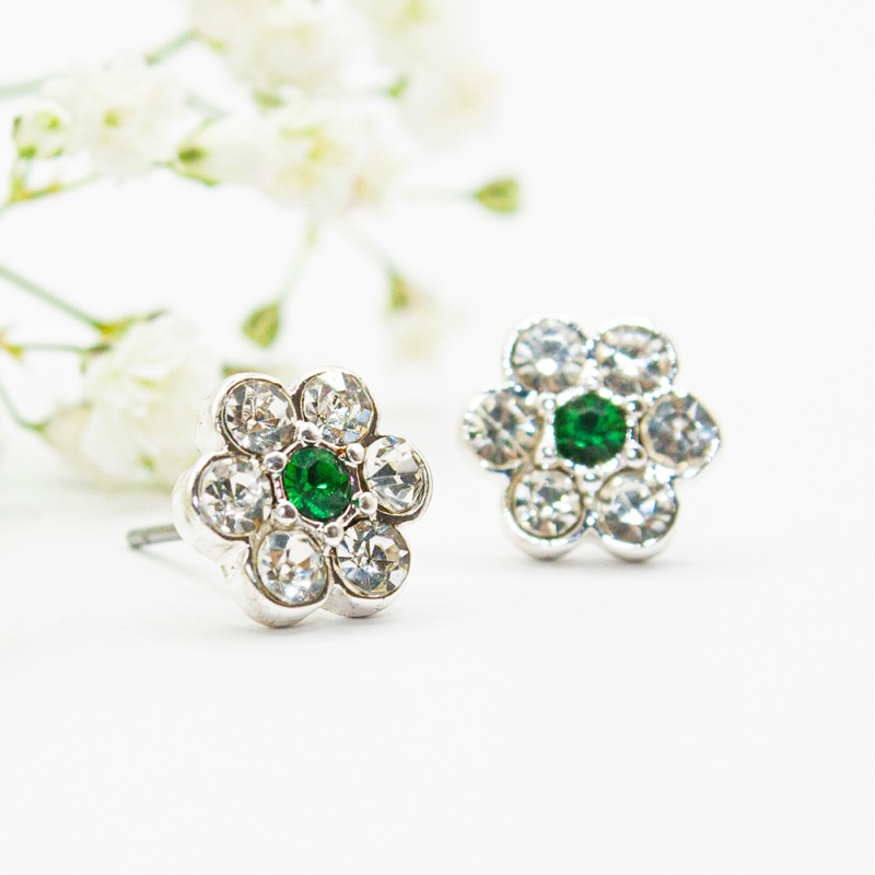 ΣΚΟΥΛΑΡΙΚΙΑ EAR SENSE CRYSTAL FLOWER WITH EMERALD INSERT ES 66