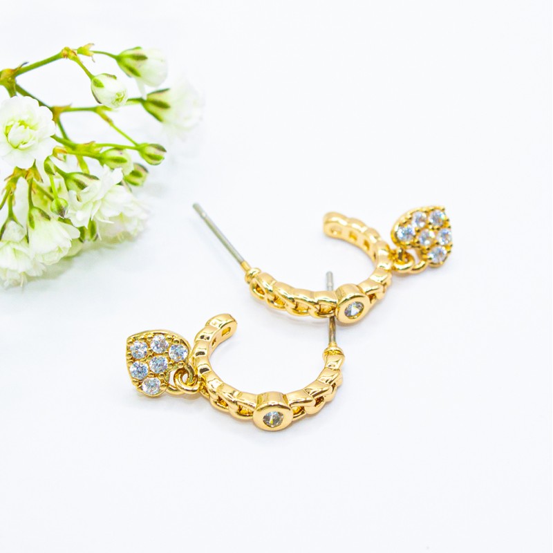 ΣΚΟΥΛΑΡΙΚΙΑ EAR SENSE CZ 236 (GOLD CZ POSTED HOOP w HEART)