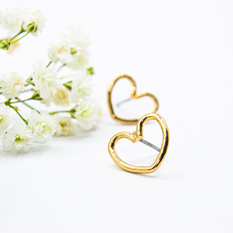 ΣΚΟΥΛΑΡΙΚΙΑ EAR SENSE GOLD OPEN HEART STUDS ES 117