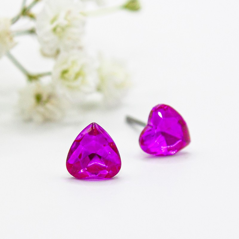 ΣΚΟΥΛΑΡΙΚΙΑ EAR SENSE PINK CRYSTAL HEART 6mm ES 35