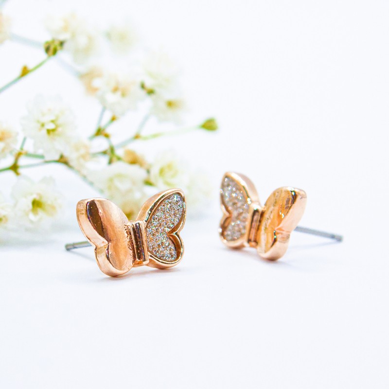 ΣΚΟΥΛΑΡΙΚΙΑ EAR SENSE ROSE GOLD BUTTERFLY w CRYSTALS ES 18