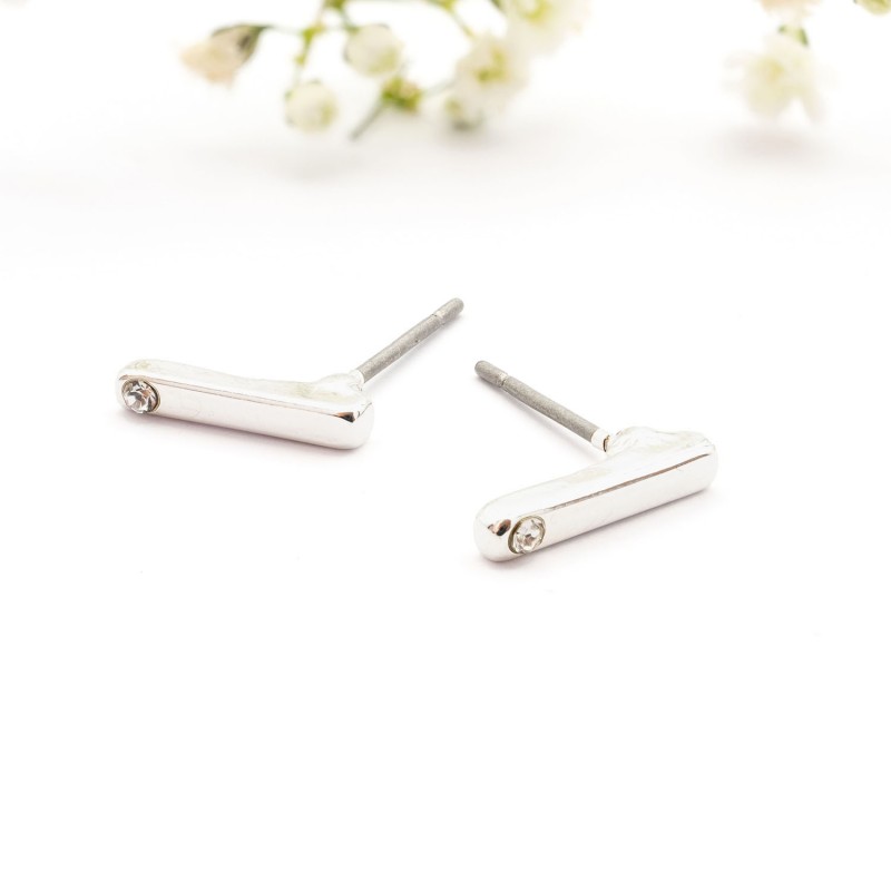 ΣΚΟΥΛΑΡΙΚΙΑ EAR SENSE SILVER BAR WITH CRYSTAL ES 130