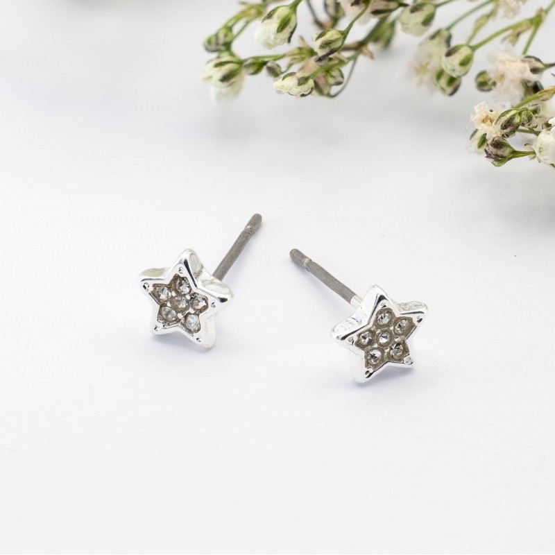 ΣΚΟΥΛΑΡΙΚΙΑ EAR SENSE SILVER ENCRUSTED STAR STUDS ES 29