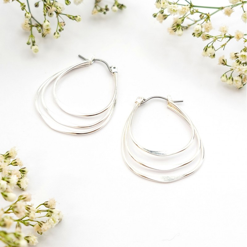 ΣΚΟΥΛΑΡΙΚΙΑ EAR SENSE SILVER FLATTENED TRIPLE HOOP ES 118