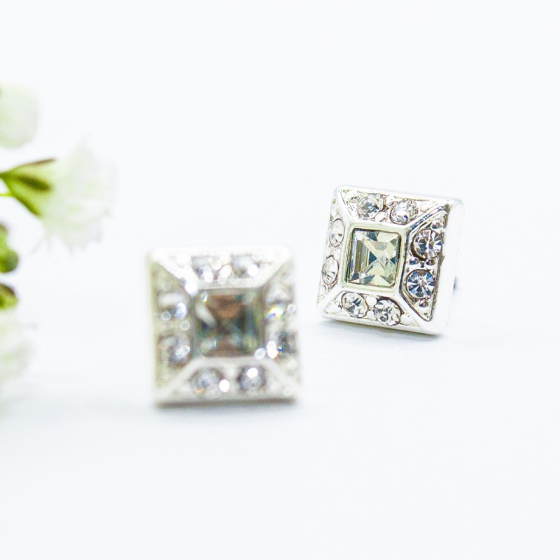 ΣΚΟΥΛΑΡΙΚΙΑ EAR SENSE 879992B (SQUARE SILVER WITH CRYSTAL STUD)