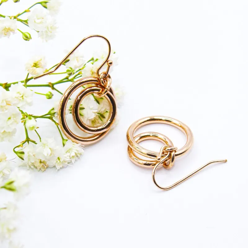 ΣΚΟΥΛΑΡΙΚΙΑ EAR SENSE DROP ROSE GOLD DOUBLE CIRCLES ES 20 ΣΚΟΥΛΑΡΙΚΙΑ EAR SENSE DROP ROSE GOLD DOUBLE CIRCLES ES 20