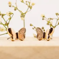 ΣΚΟΥΛΑΡΙΚΙΑ EAR SENSE ROSE GOLD BUTTERFLY w CRYSTALS ES 18 ΣΚΟΥΛΑΡΙΚΙΑ EAR SENSE ROSE GOLD BUTTERFLY w CRYSTALS ES 18