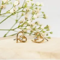 ΣΚΟΥΛΑΡΙΚΙΑ EAR SENSE GOLD OPEN HEART w/CLEAR STONE ES 85 ΣΚΟΥΛΑΡΙΚΙΑ EAR SENSE GOLD OPEN HEART w/CLEAR STONE ES 85