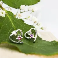 ΣΚΟΥΛΑΡΙΚΙΑ EAR SENSE SILVER OPEN HEART w/Lt.ROSE STONE ES 86 ΣΚΟΥΛΑΡΙΚΙΑ EAR SENSE SILVER OPEN HEART w/Lt.ROSE STONE ES 86