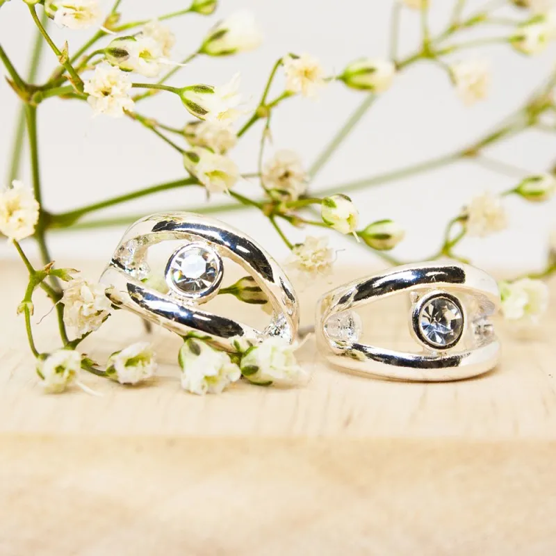 ΣΚΟΥΛΑΡΙΚΙΑ EAR SENSE SILVER HOOP OPEN DESIGN w/CRYSTAL ES 88