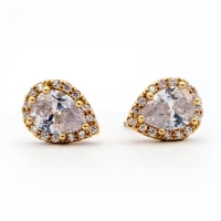 ΣΚΟΥΛΑΡΙΚΙΑ EAR SENSE CZ 215B (encrusted teardrop gold studs)