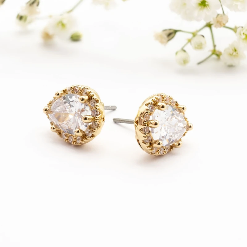 ΣΚΟΥΛΑΡΙΚΙΑ EAR SENSE CZ 215B (encrusted teardrop gold studs)