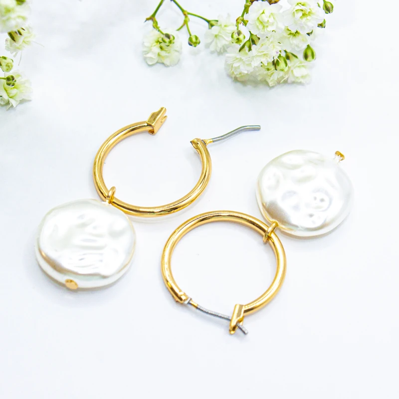 ΣΚΟΥΛΑΡΙΚΙΑ EAR SENSE GOLD CLICK HOOP WITH PEARL 20mm ES 55