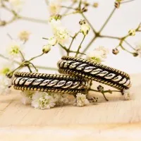 ΣΚΟΥΛΑΡΙΚΙΑ EAR SENSE TWO TONE ROPE EFFECT HOOP 22mm ES 107 ΣΚΟΥΛΑΡΙΚΙΑ EAR SENSE TWO TONE ROPE EFFECT HOOP 22mm ES 107