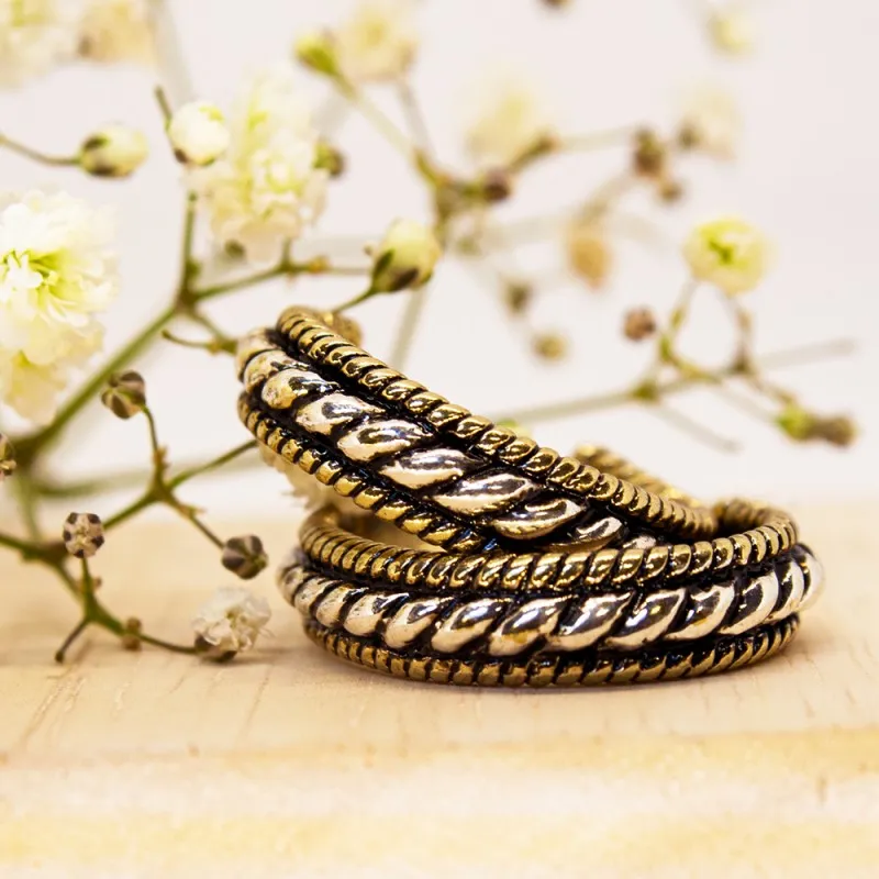 ΣΚΟΥΛΑΡΙΚΙΑ EAR SENSE TWO TONE ROPE EFFECT HOOP 22mm ES 107 ΣΚΟΥΛΑΡΙΚΙΑ EAR SENSE TWO TONE ROPE EFFECT HOOP 22mm ES 107