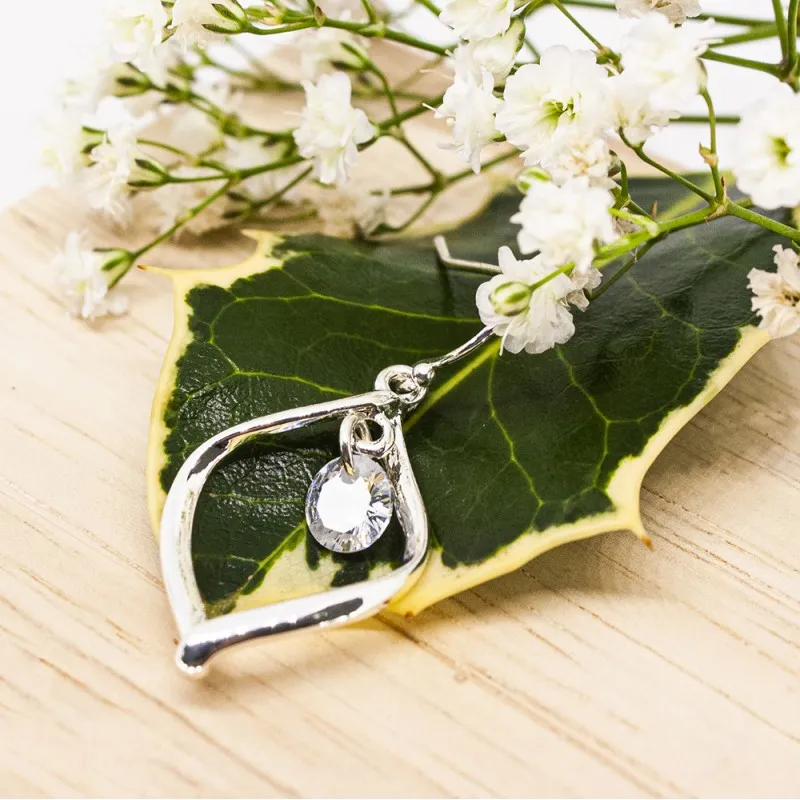 ΣΚΟΥΛΑΡΙΚΙΑ EAR SENSE DROP SILVER SWIRL w/CRYSTAL INSERT ES 84