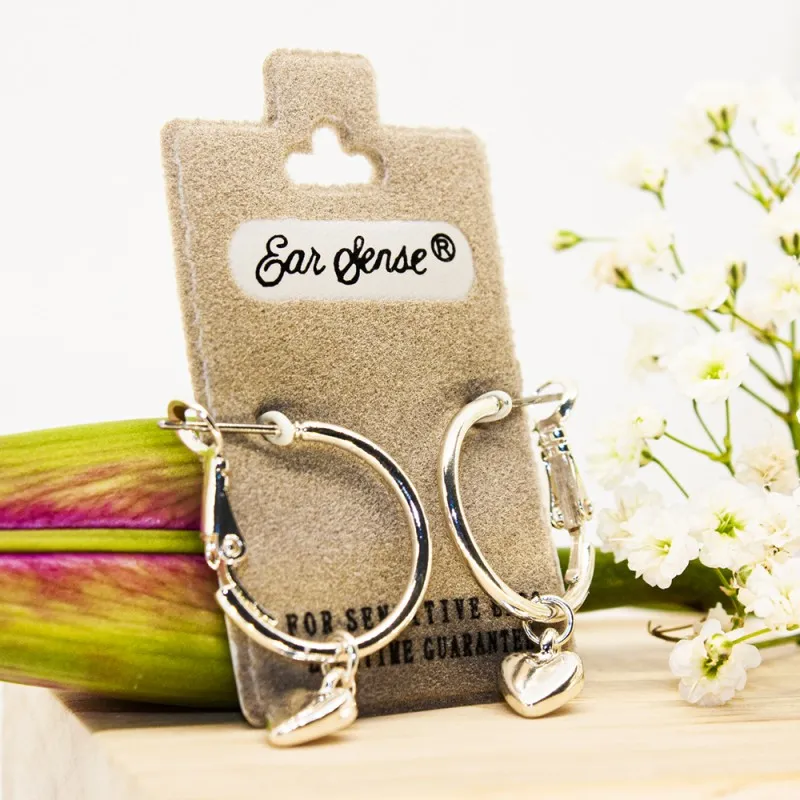 ΣΚΟΥΛΑΡΙΚΙΑ EAR SENSE SILVER HOOP WITH HEART PENDANT 20mm ES 54