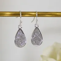 ΣΚΟΥΛΑΡΙΚΙΑ EAR SENSE DROP SILVER OVEL GLITTER ES 101