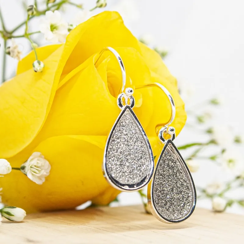 ΣΚΟΥΛΑΡΙΚΙΑ EAR SENSE DROP SILVER OVEL GLITTER ES 101