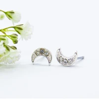 ΣΚΟΥΛΑΡΙΚΙΑ EAR SENSE SILVER ENCRUSTED HALF MOON ES 40 ΣΚΟΥΛΑΡΙΚΙΑ EAR SENSE SILVER ENCRUSTED HALF MOON ES 40