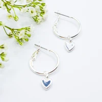 ΣΚΟΥΛΑΡΙΚΙΑ EAR SENSE SILVER HOOP WITH HEART PENDANT 20mm ES 54