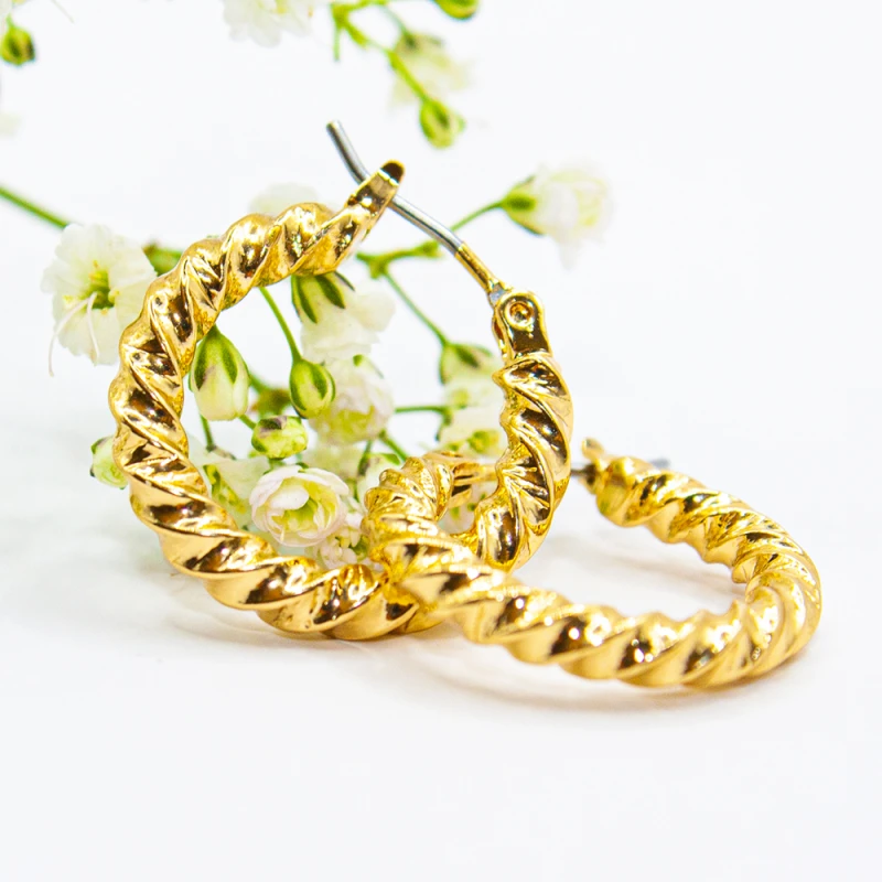 ΣΚΟΥΛΑΡΙΚΙΑ EAR SENSE GOLD ROPE EFFECT HOOP 20mm ES 98